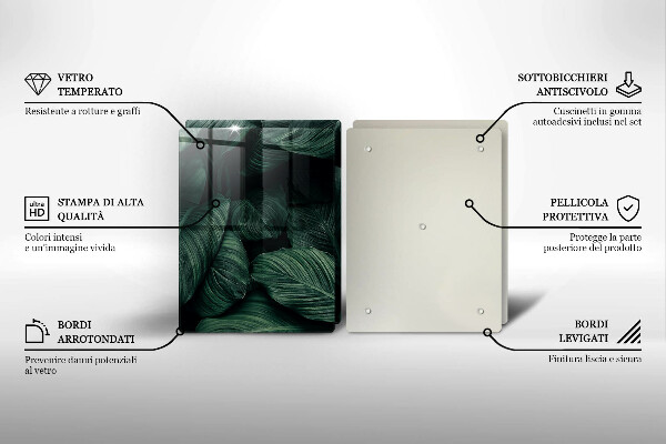 Tagliere in vetro temperato Foglie scure
