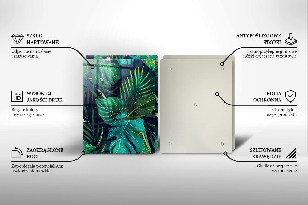 Tagliere in vetro temperato Illustrazione delle foglie della giungla