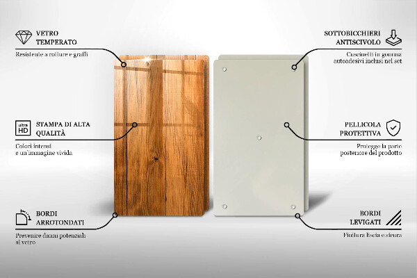 Tagliere in vetro temperato Tavole di legno