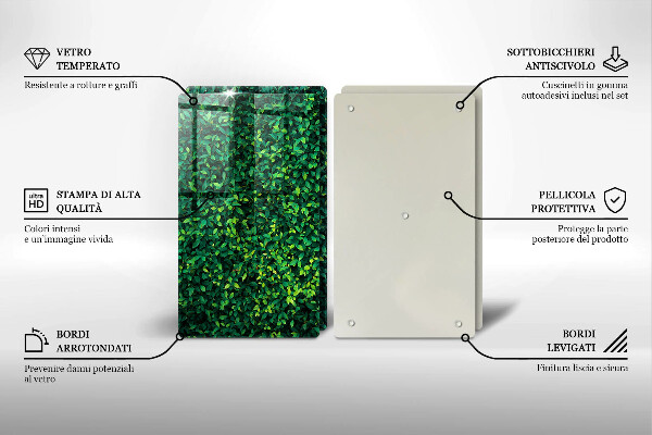 Tagliere in vetro temperato Pianta con foglie piccole