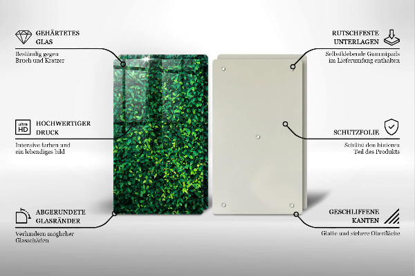 Tagliere in vetro temperato Pianta con foglie piccole