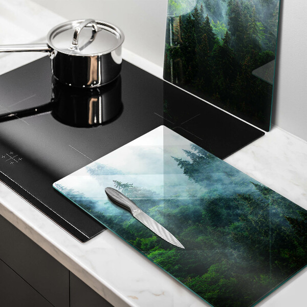 Tagliere in vetro temperato Foresta nella nebbia