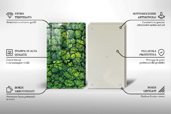 Tagliere in vetro temperato Pianta di muschio naturale