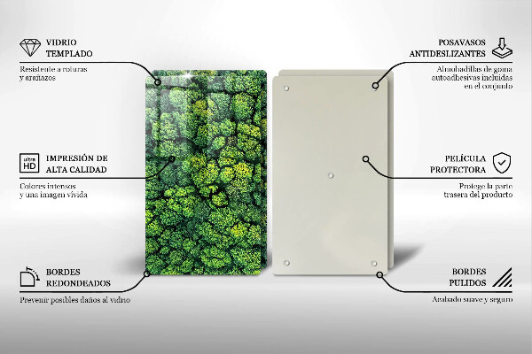 Tagliere in vetro temperato Pianta di muschio naturale