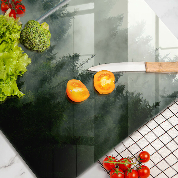 Tagliere in vetro temperato Paesaggio forestale nebbioso