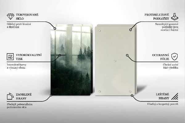 Tagliere in vetro temperato Paesaggio forestale nebbioso