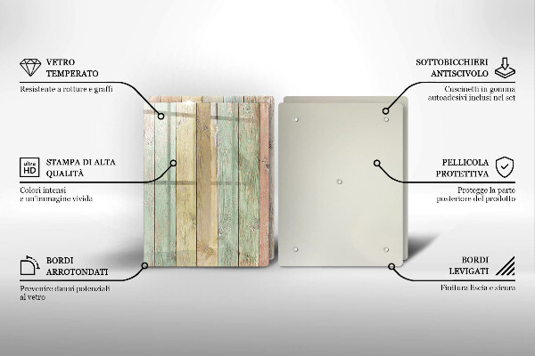 Tagliere in vetro temperato Tavole vintage colorate