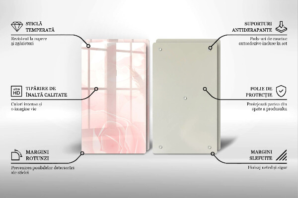 Tagliere in vetro temperato Sfondo di rose pastello