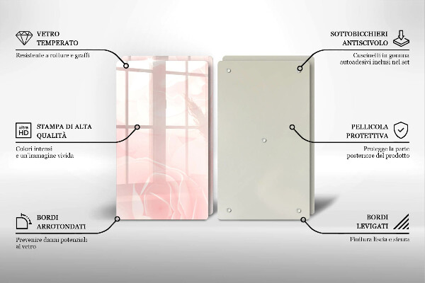 Tagliere in vetro temperato Sfondo di rose pastello