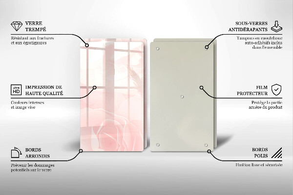 Tagliere in vetro temperato Sfondo di rose pastello