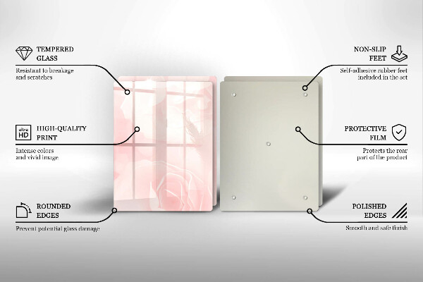 Tagliere in vetro temperato Sfondo di rose pastello