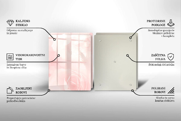 Tagliere in vetro temperato Sfondo di rose pastello