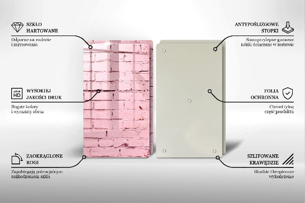 Tagliere in vetro temperato Muro di mattoni pastello