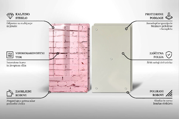 Tagliere in vetro temperato Muro di mattoni pastello