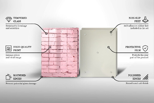 Tagliere in vetro temperato Muro di mattoni pastello