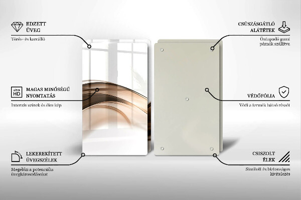 Tagliere in vetro temperato Linee marroni astratte