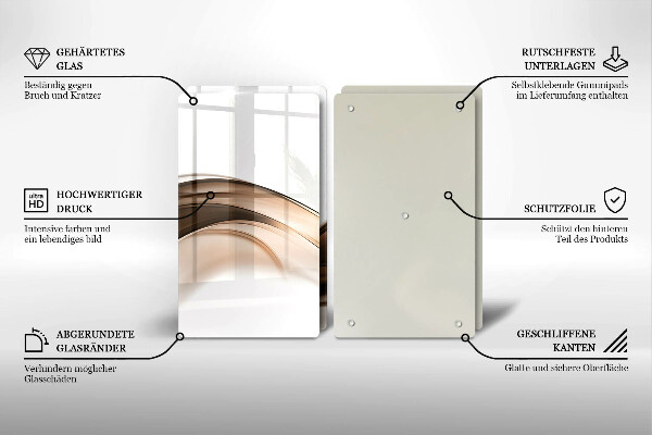 Tagliere in vetro temperato Linee marroni astratte