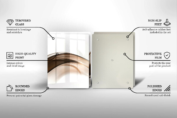Tagliere in vetro temperato Linee marroni astratte