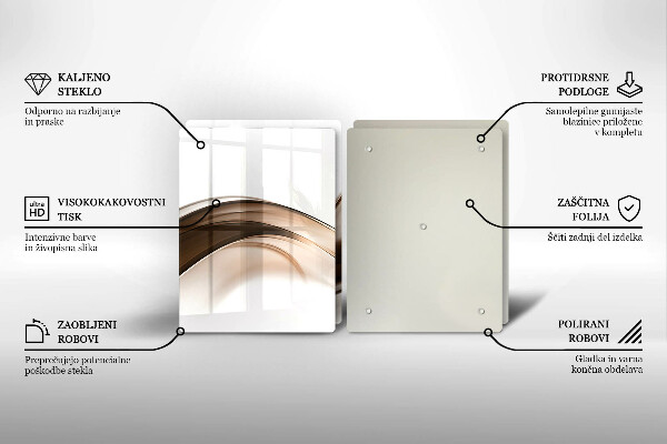 Tagliere in vetro temperato Linee marroni astratte