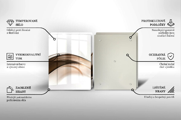 Tagliere in vetro temperato Linee marroni astratte