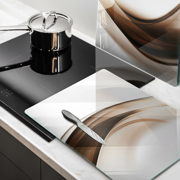 Tagliere in vetro temperato Linee marroni astratte