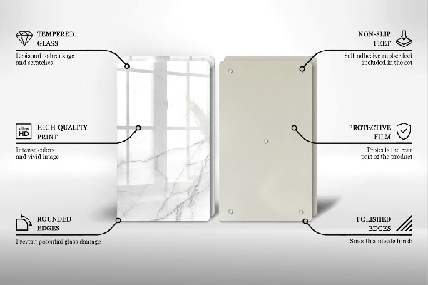 Tagliere in vetro temperato Sfondo di pietra di marmo