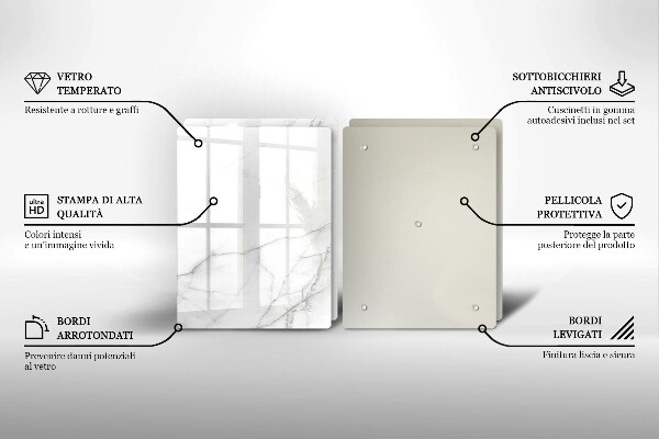 Tagliere in vetro temperato Sfondo di pietra di marmo