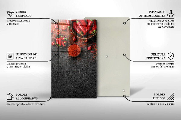 Tagliere in vetro Peperoncini rossi