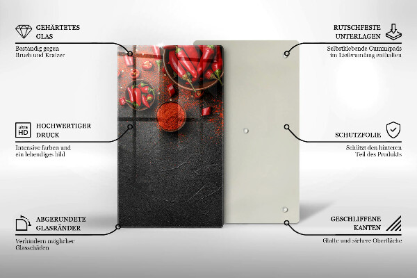 Tagliere in vetro Peperoncini rossi