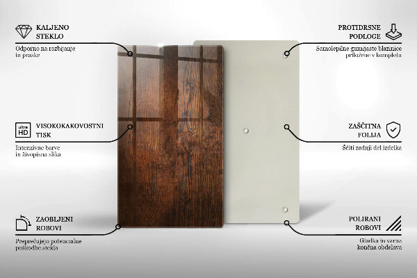 Tagliere in vetro Tavola in legno scuro