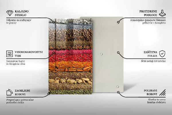 Tagliere in vetro Spezie colorate