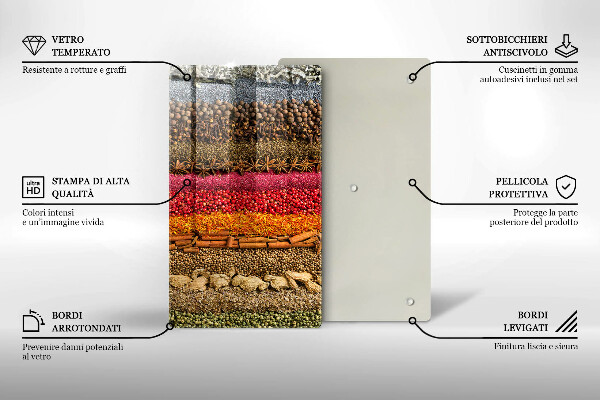 Tagliere in vetro Spezie colorate