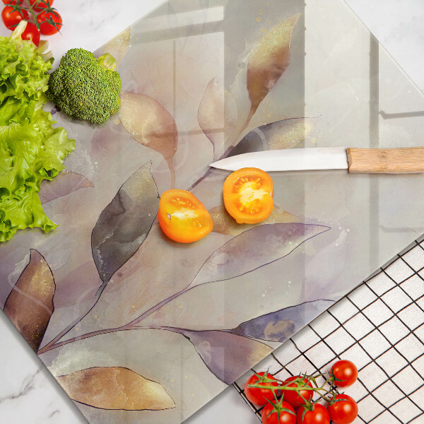 Tagliere in vetro Foglie boho dipinte