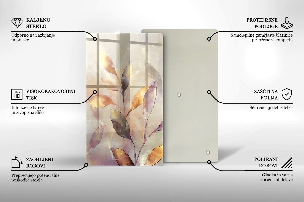 Tagliere in vetro Foglie boho dipinte