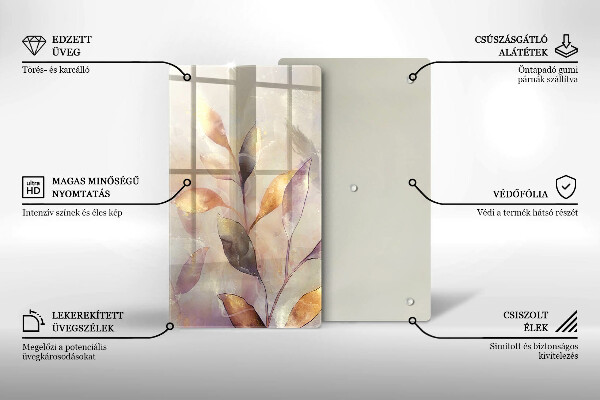 Tagliere in vetro Foglie boho dipinte