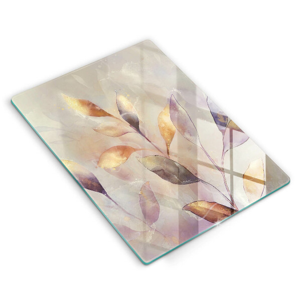 Tagliere in vetro Foglie boho dipinte
