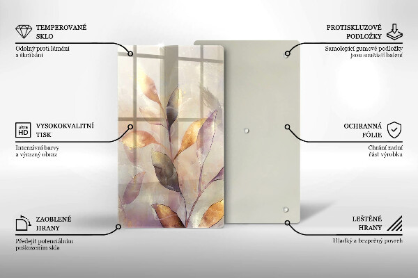 Tagliere in vetro Foglie boho dipinte