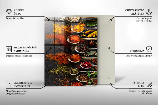 Tagliere in vetro Foglie boho dipinte