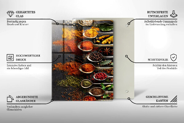 Tagliere in vetro Foglie boho dipinte