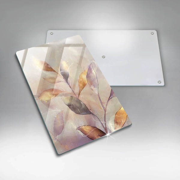 Tagliere in vetro Foglie boho dipinte