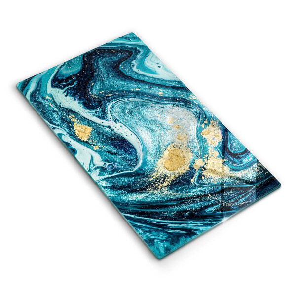 Tagliere in vetro Astrazione dell'oro blu