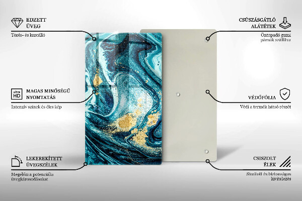 Tagliere in vetro Astrazione dell'oro blu