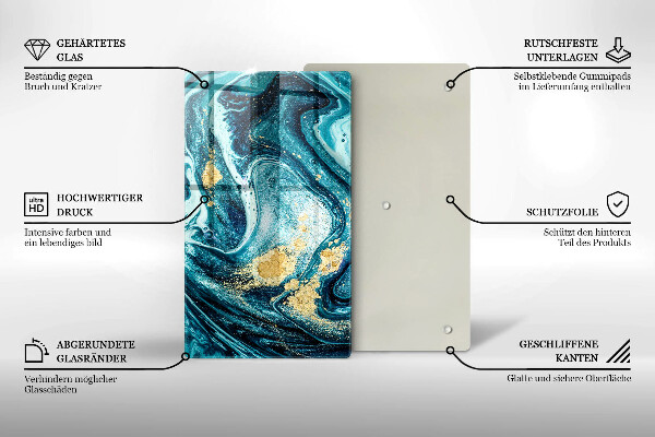 Tagliere in vetro Astrazione dell'oro blu