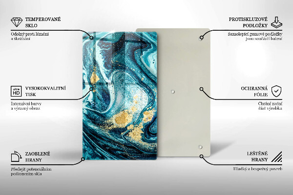 Tagliere in vetro Astrazione dell'oro blu