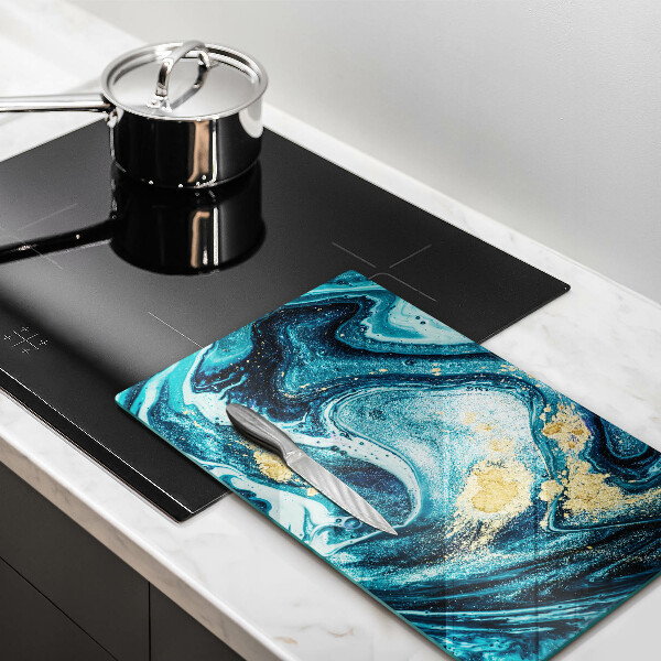 Tagliere in vetro Astrazione dell'oro blu