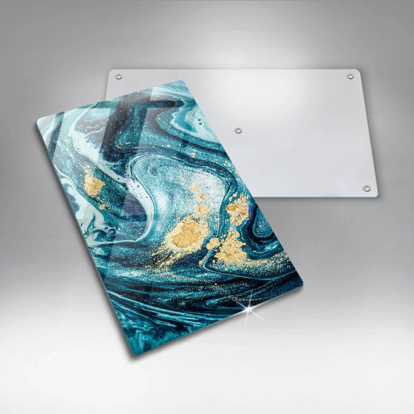 Tagliere in vetro Astrazione dell'oro blu