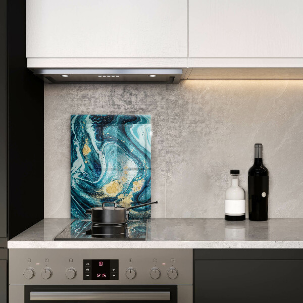 Tagliere in vetro Astrazione dell'oro blu