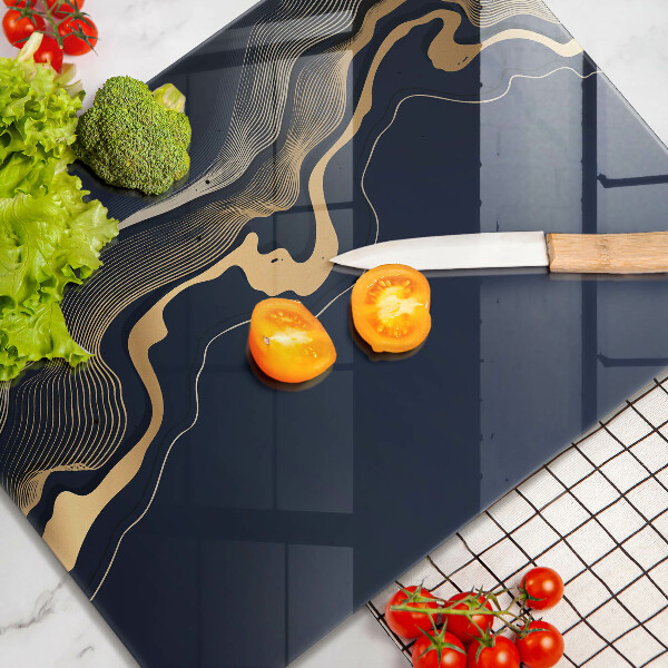 Tagliere in vetro Linee dorate astratte