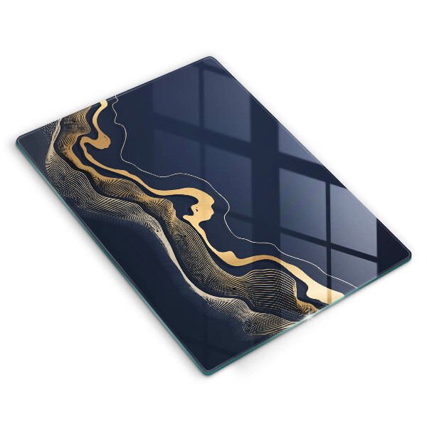 Tagliere in vetro Linee dorate astratte