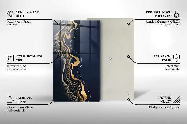 Tagliere in vetro Linee dorate astratte